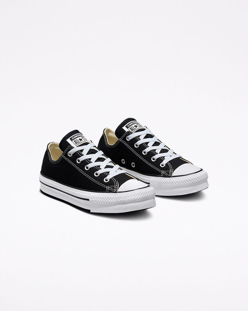 Topanky Na Platforme Converse Chuck Taylor All Star Lift Nizke Dievcenske Čierne Biele Čierne | SK BHOPY0